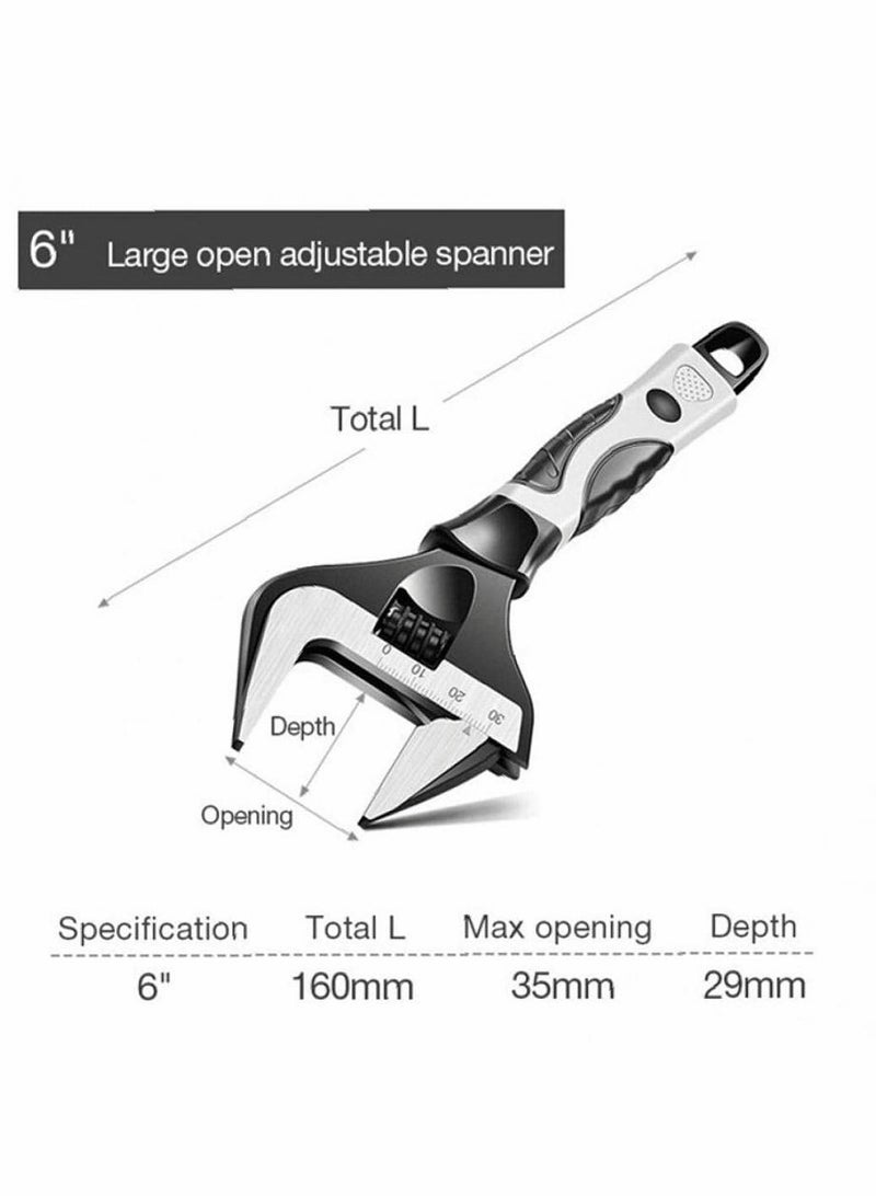 SYOSI Multifunction Adjustable Spanner with Scale, Large Opening Universal 6inch Pipe Repair Hand Tool - Image 4
