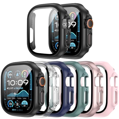 JERXUN Case for Apple Watch Ultra 3/2/1 Screen Protector With Tempered Glass Protection Hard PC Bumper Cover for iWatch 49mm - Image 1