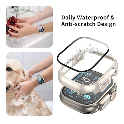 JERXUN Case for Apple Watch Ultra 3/2/1 Screen Protector With Tempered Glass Protection Hard PC Bumper Cover for iWatch 49mm - Image 2