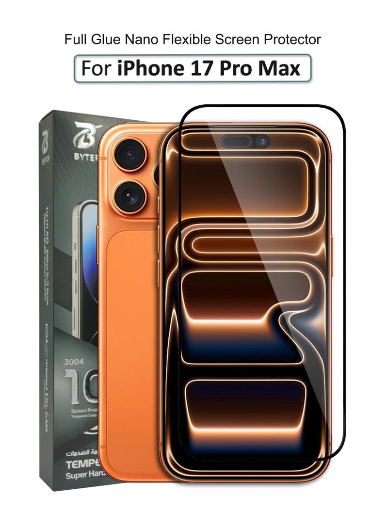 BYTER حماية شاشة عالية الدقة لجهاز آبل آيفون 17 برو ماكس زجاج نانو مرن / زجاج مقسى صلابة فائقة / لاصق كامل من الحافة إلى الحافة زجاج مضاد للكسر لجهاز آبل آيفون 17 برو ماكس - Image 1