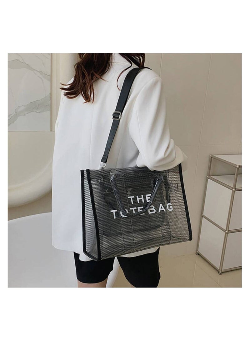 KASTWAVE Tote Bag, Clear Tote Bag for Women, Plastic Tote Bag, Work Transparent Shoulder Handbag, Crossbody Beach Bag, PVC Travel Bag for Sports Games, Travel, Beach, Pool, Stadium - Image 2