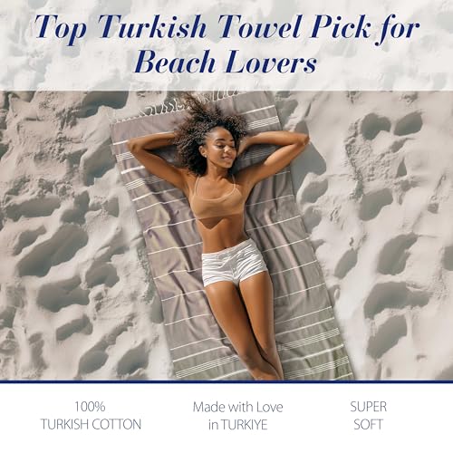Cacala Lightweight and Thin Turkish Beach Towel 100% Cotton Sand-Free and Quick-Drying Goodness Perfect as an Extra Large Travel Towel, Beach Accessory, or Gift for Beach Lovers, 37 x 70 - Image 3
