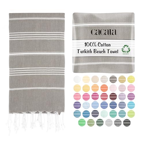 Cacala Lightweight and Thin Turkish Beach Towel 100% Cotton Sand-Free and Quick-Drying Goodness Perfect as an Extra Large Travel Towel, Beach Accessory, or Gift for Beach Lovers, 37 x 70 - Image 1