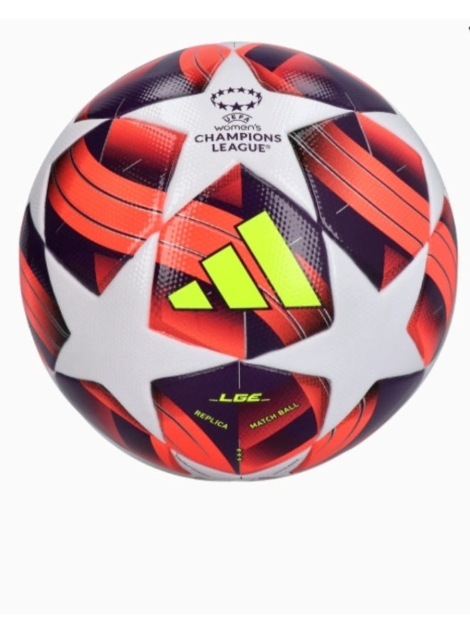 Adidas UEFA Women's Champions League 2024-2025  Laminated Football – Official Style Soccer Ball – Red/Purple/White – Size 5[Inflated] - Image 1