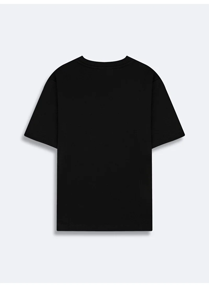 ال تي بي Zero Collar Basic Crop Black T-Shirt