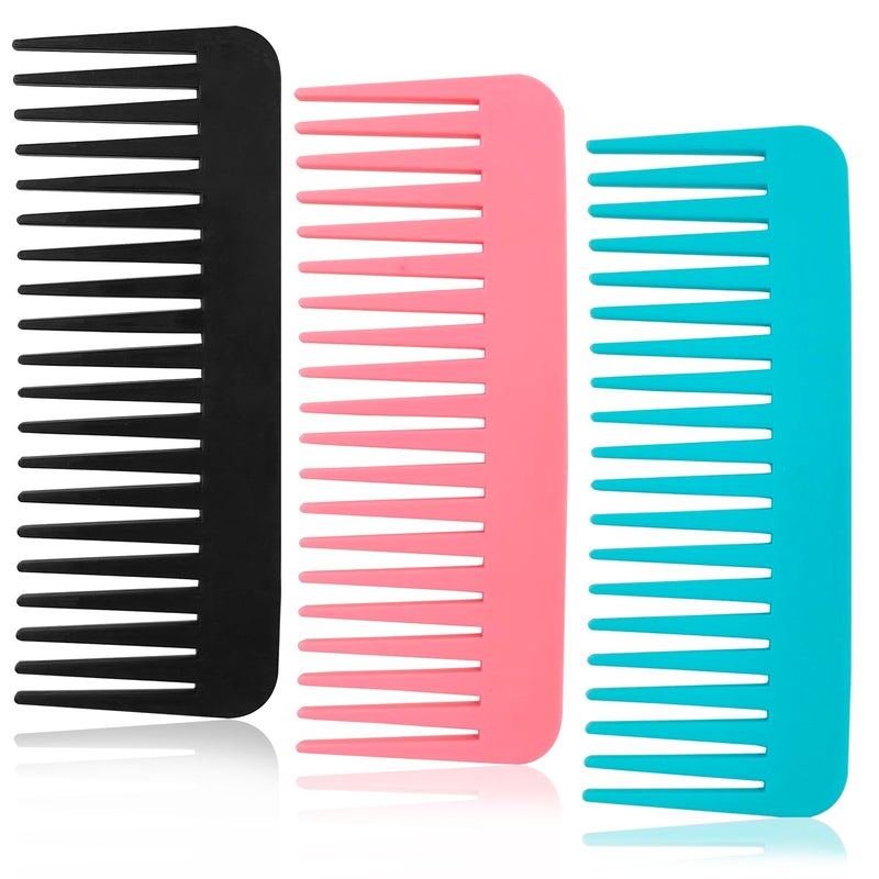 3 Pcs Large Hair Comb Set  Wide Tooth ShampooFriendly for Wet Dry Long and Curly Hair Plastic Combs in 3 Colors for Ladies Women and Girls