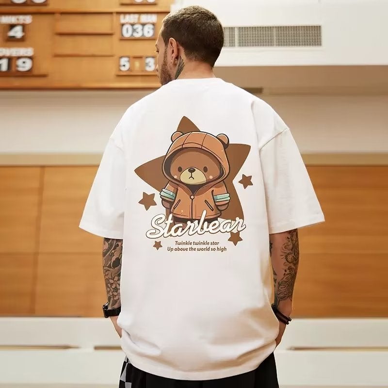 Cartoon Printed Short-Sleeved T-Shirt Men'S Hip-Hop Ins Trendy Plus Size Loose Plus Size Fat Thin - Image 1