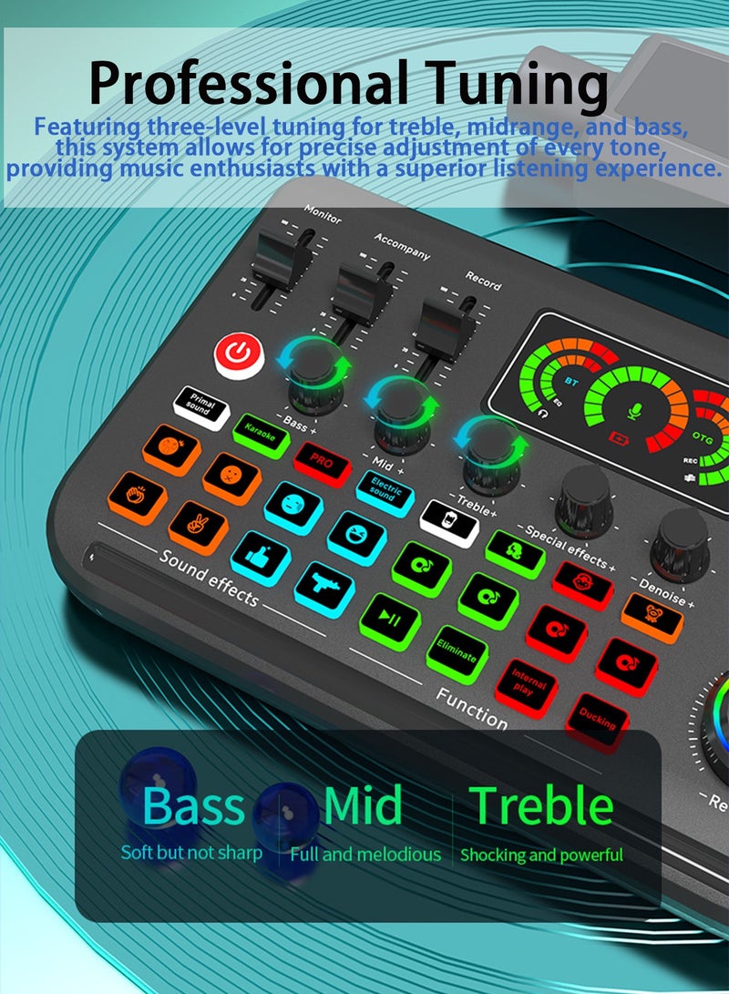 DRAKLAW Sound Cards Condenser Microphone Set, Streaming Audio Mixer with Microphone Stand/Suitable for Live Broadcast/Podcast/Youtube/PC/Smartphone - Image 3