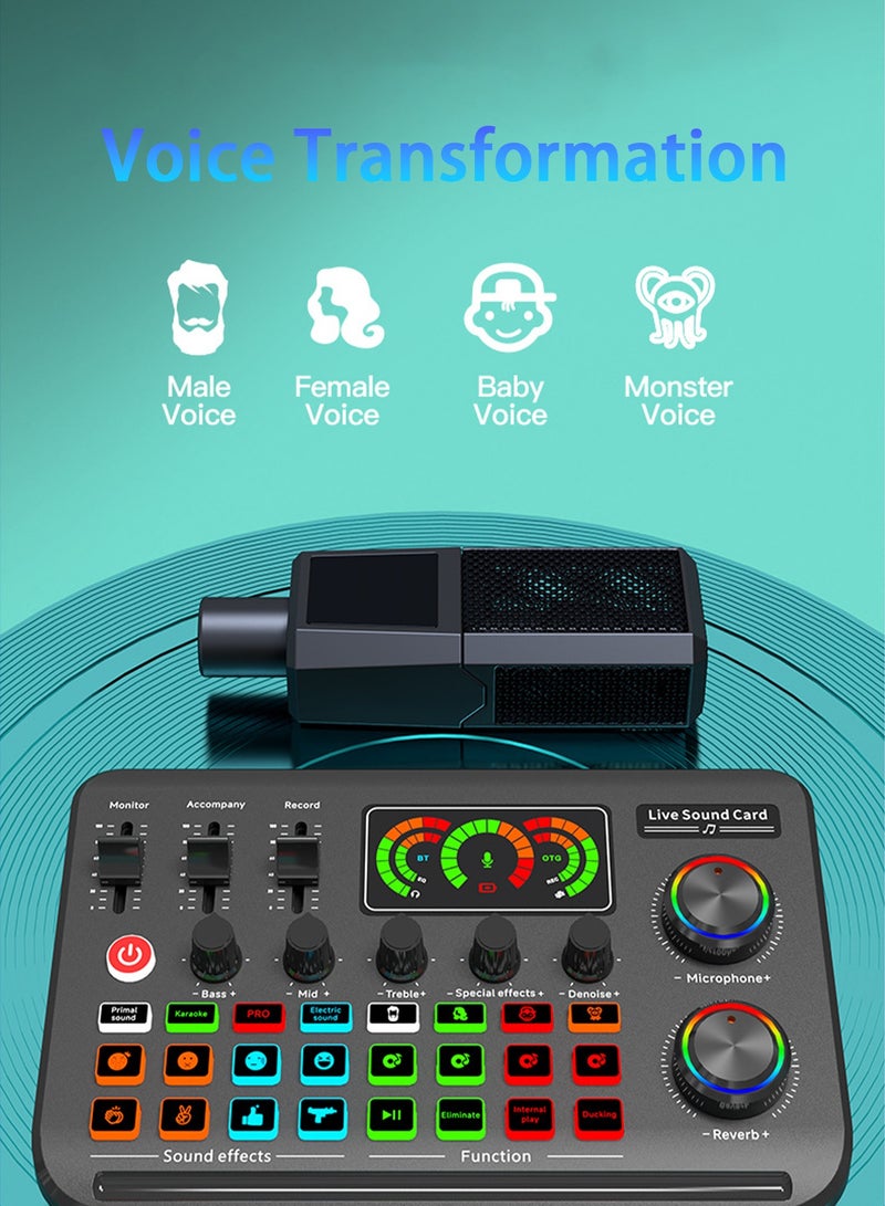 DRAKLAW Sound Cards Condenser Microphone Set, Streaming Audio Mixer with Microphone Stand/Suitable for Live Broadcast/Podcast/Youtube/PC/Smartphone - Image 4