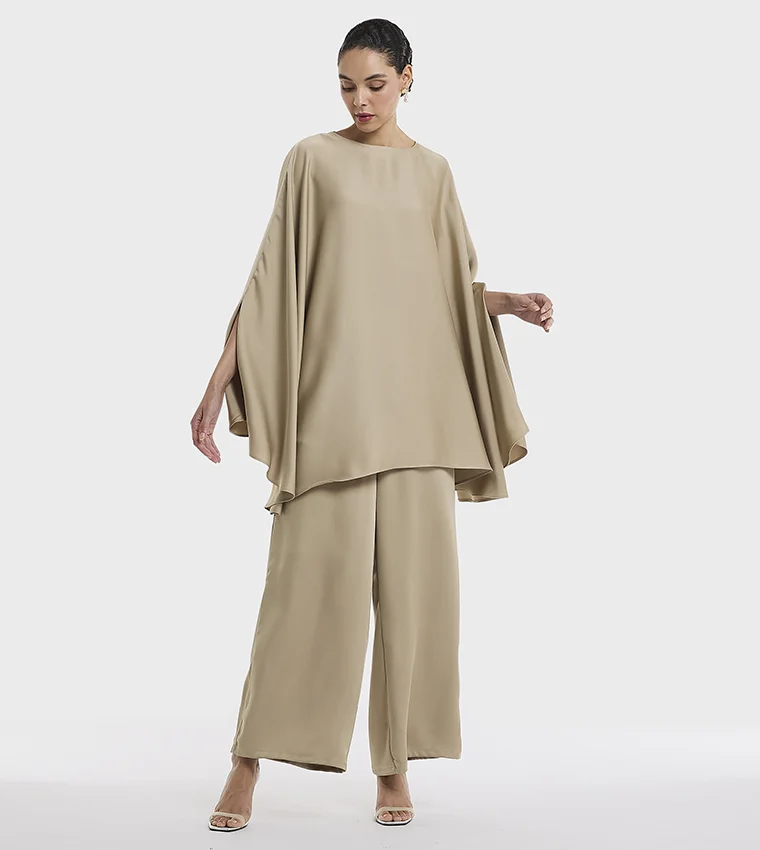 بي سي بي جي BCBG Dreaped Satin Blouse With Belt