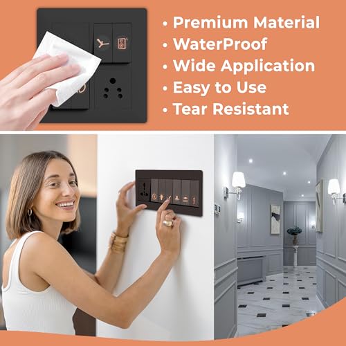 Goelite Rose Gold Switch Stickers Embossed for Switch Board | 27 Designs, Pack of 330 Stickers for Home Including Fan, Light and Many More - Image 4