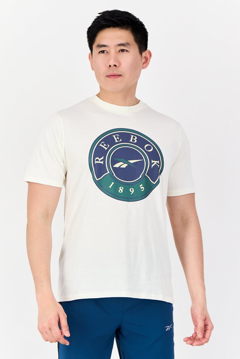 Reebok Men Sportswear Fit Short Sleeve Outdoor T-Shirt, Off White - Image 1