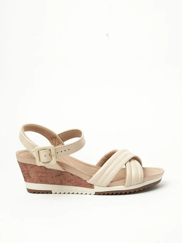 مودار صنادل بكعب إسفين متوسط مع حزام للكاحل