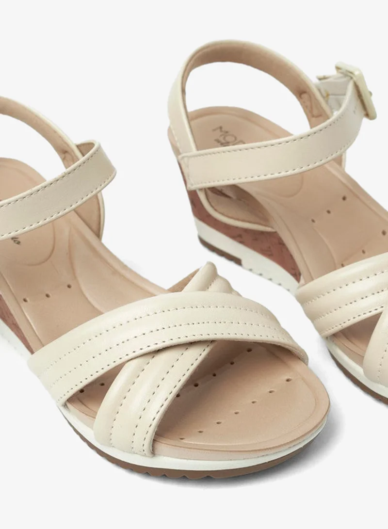 Modare Cream Ankle Strap Mid Heel Wedge Sandals for Women | Best Price UAE