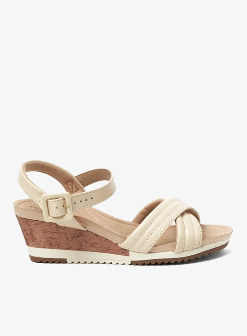 مودار صنادل بكعب إسفين متوسط مع حزام للكاحل