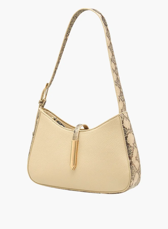 Flora Bella By Shoexpress Textured Shoulder Bag with Zip Closure