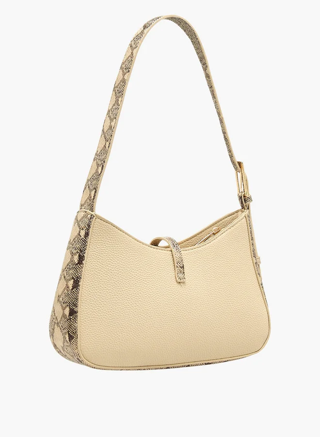 Flora Bella By Shoexpress Textured Shoulder Bag with Zip Closure