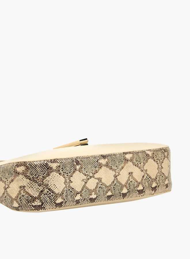 Flora Bella By Shoexpress Textured Shoulder Bag with Zip Closure