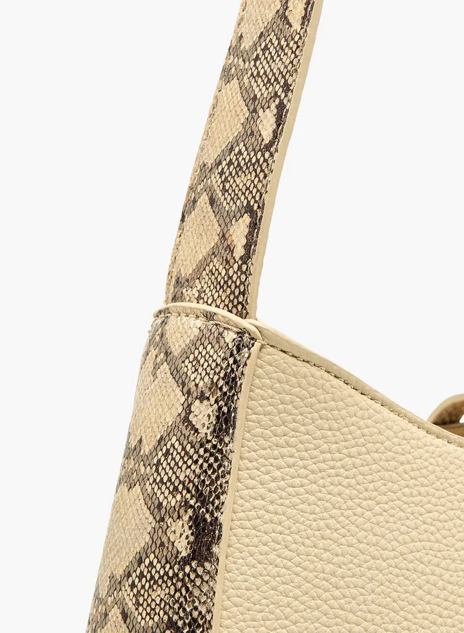 Flora Bella By Shoexpress Textured Shoulder Bag with Zip Closure