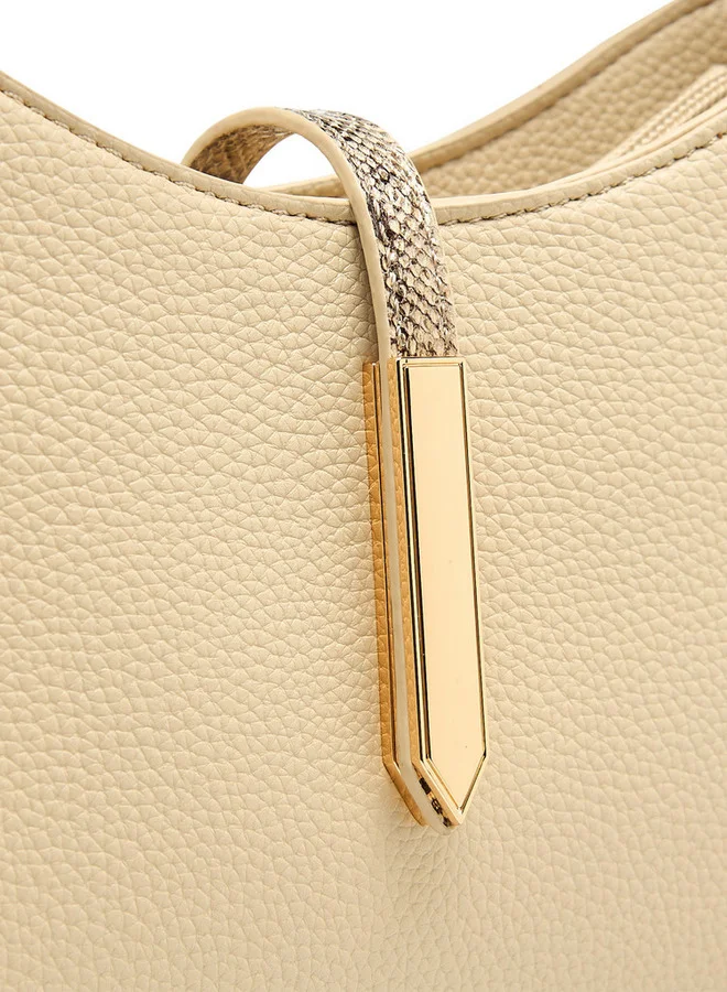 Flora Bella By Shoexpress Textured Shoulder Bag with Zip Closure