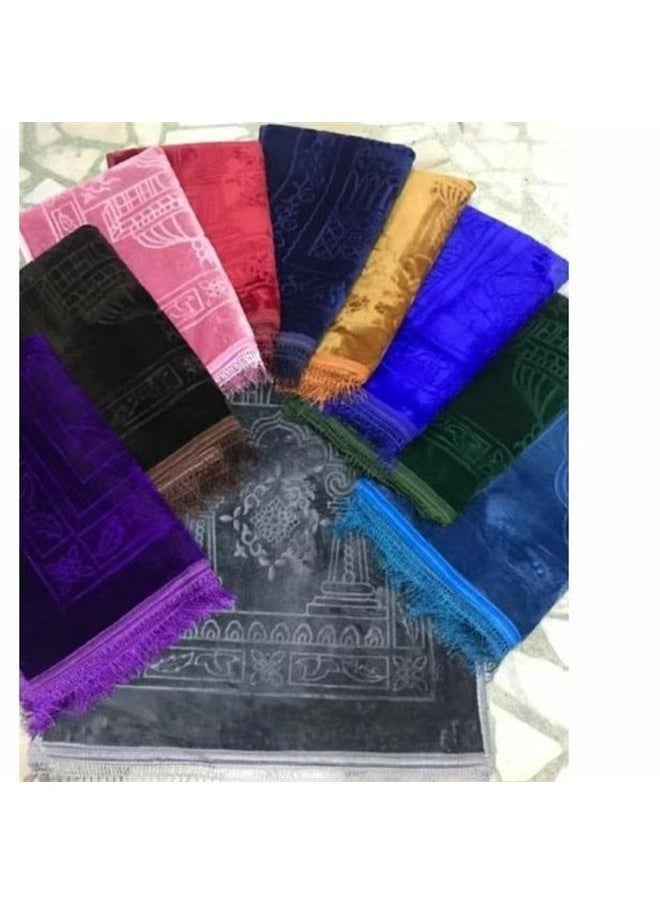 yongsheng Embossed Prayer Mat Blue 80x120cm-Prayer Rug Muslim Mat Islamic - Thick Large Padded for Kids Men Women with Islam Prayer Beads for Eid Travel Ramadan, Soft Luxury Great for Knees and Forehead  - Image 4