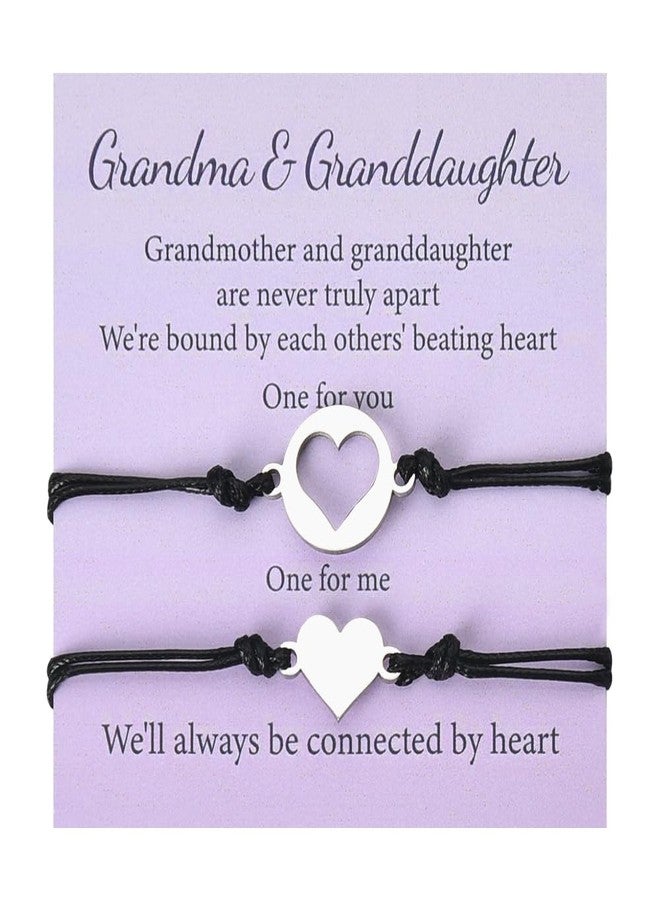 YangQian Granddaughter Gifts from Grandma Birthday Mothers Day Gift for Grandma Granddaughters Bracelets Gift for Grandmother Nana Gifts from Granddaughter Grandmother Bracelet Set for 2 Heart Bracelets - Image 1