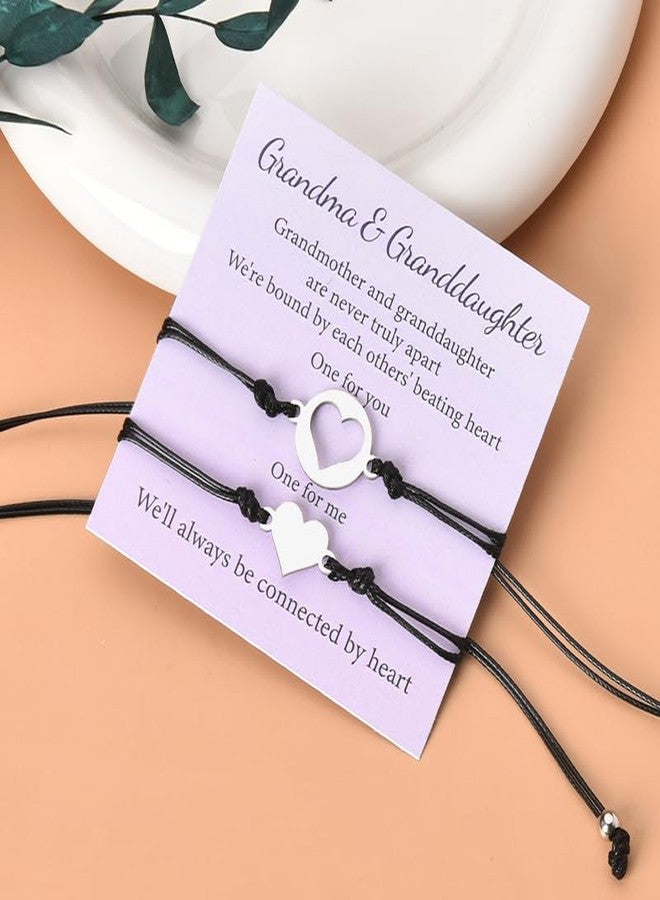 YangQian Granddaughter Gifts from Grandma Birthday Mothers Day Gift for Grandma Granddaughters Bracelets Gift for Grandmother Nana Gifts from Granddaughter Grandmother Bracelet Set for 2 Heart Bracelets - Image 4