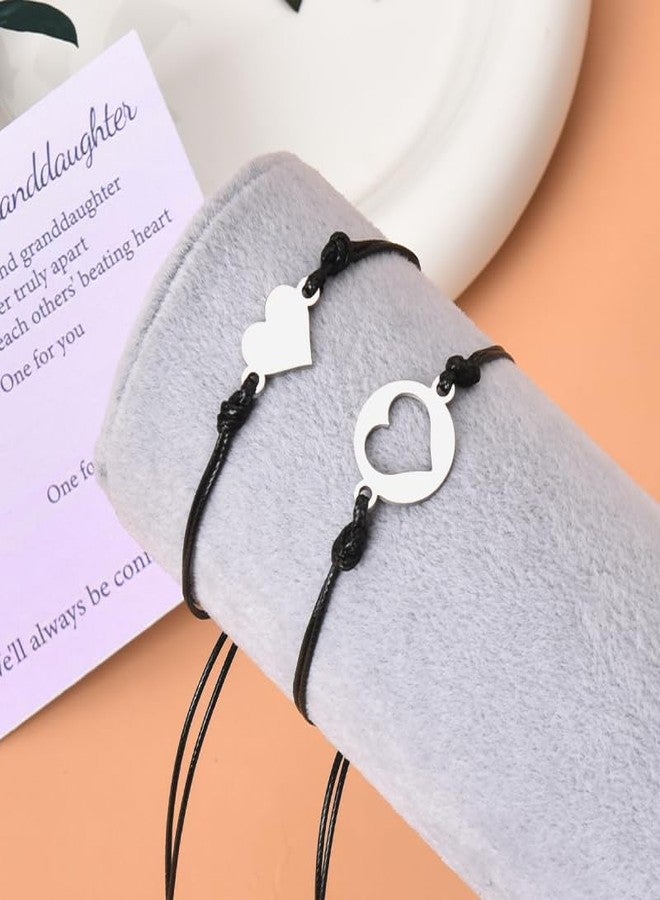 YangQian Granddaughter Gifts from Grandma Birthday Mothers Day Gift for Grandma Granddaughters Bracelets Gift for Grandmother Nana Gifts from Granddaughter Grandmother Bracelet Set for 2 Heart Bracelets - Image 5