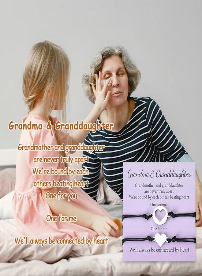 YangQian Granddaughter Gifts from Grandma Birthday Mothers Day Gift for Grandma Granddaughters Bracelets Gift for Grandmother Nana Gifts from Granddaughter Grandmother Bracelet Set for 2 Heart Bracelets - Image 2