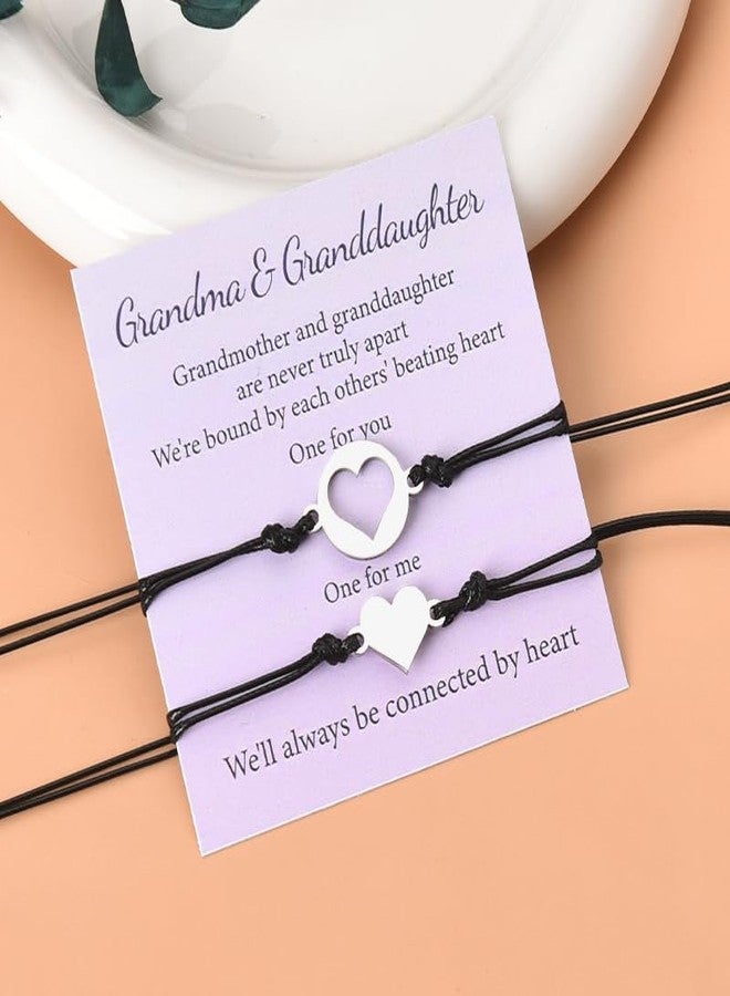 YangQian Granddaughter Gifts from Grandma Birthday Mothers Day Gift for Grandma Granddaughters Bracelets Gift for Grandmother Nana Gifts from Granddaughter Grandmother Bracelet Set for 2 Heart Bracelets - Image 3