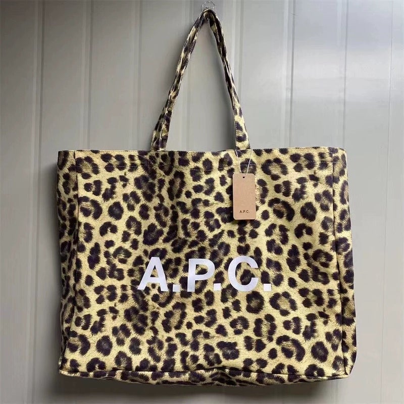 Leopard Print Apc Korean Style Small Leopard Print Extra Large Capacity Mommy Canvas Bag Canvas Bag Tote Bag Single Shoulder Satchel All Year Round - Image 5