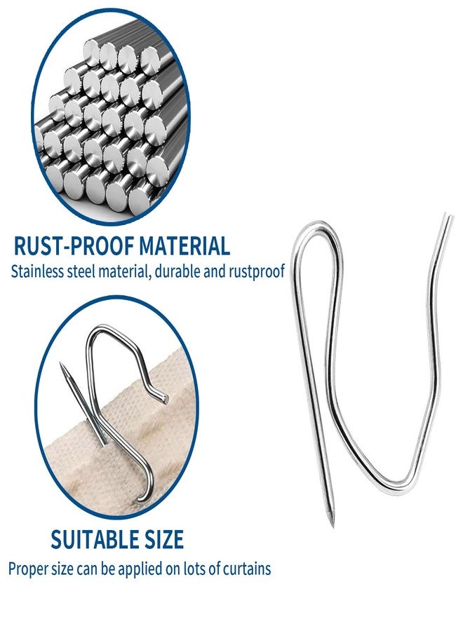 Surf turtle 100 Pcs Curtain Hooks, 1.2 Inch Stainless Steel Drapery Pin Hooks, Heavy Duty Window Door Shower Curtain Hangers - Image 4