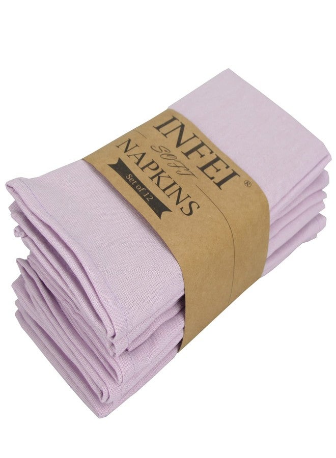 INFEI Solid Color Linen Blended Thin Dinner Cloth Napkins - Set of 12 (40 x 40 cm) - for Wedding Parties Events & Home Use (Lavender) - Image 1