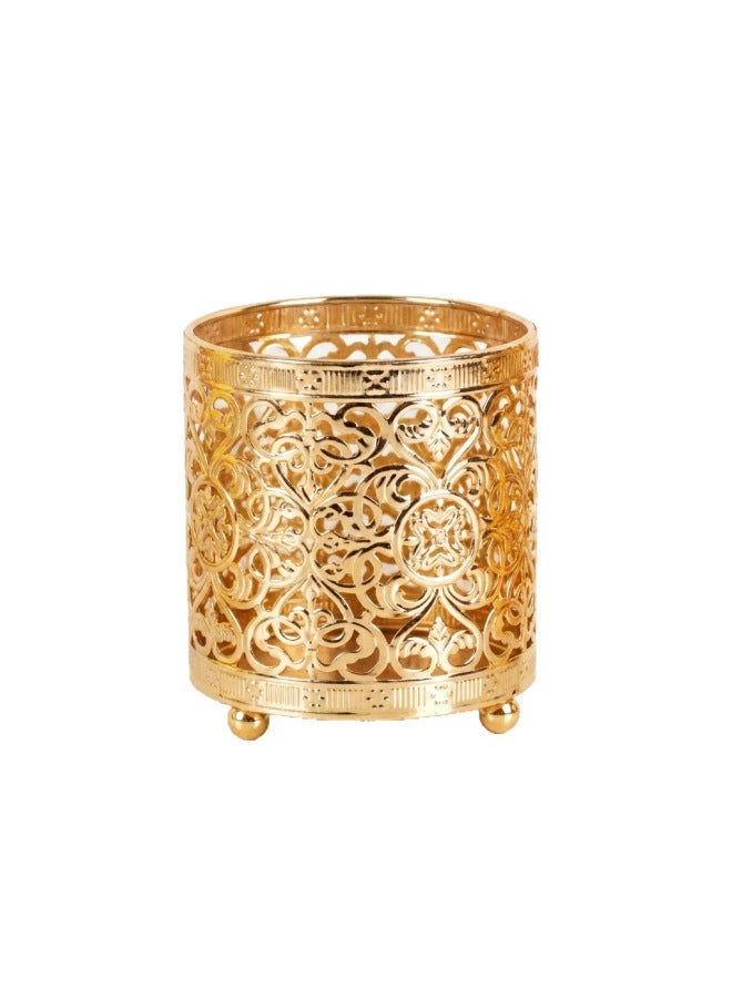 Luxury Gold Plated Hollow Iron Candle Holders, European Geometric Cutout Tealight Candle Cups, Mini Decorative Candle Vases For Tabletop Wedding Home Spa Decor - Image 2