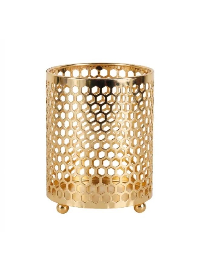 Luxury Gold Plated Hollow Iron Candle Holders, European Geometric Cutout Tealight Candle Cups, Mini Decorative Candle Vases For Tabletop Wedding Home Spa Decor - Image 4