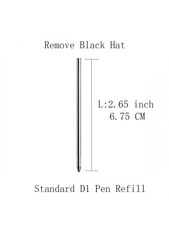 MengRan 2.75'' Ballpoint Pen Refills,Standard D1 Ballpoint Pen Refill (Remove Black Hat),Metal Refill,Black Ink,(Pack of 10)