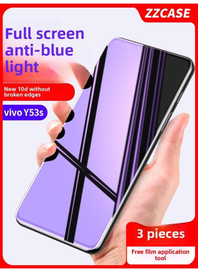 Generic Suitable For Vivoy53s Tempered Film Y53s Mobile Phone Vivo Full Screen Y53t Cover Blue Light 53s Anti Peep 53t HD-Colour:Thin Edge Tempered Film★Enhanced Explosion-proof [ultra-clear 2-piece Pack]★Free Artifact + Back Mask-Size:vivo Y53t  - Image 2