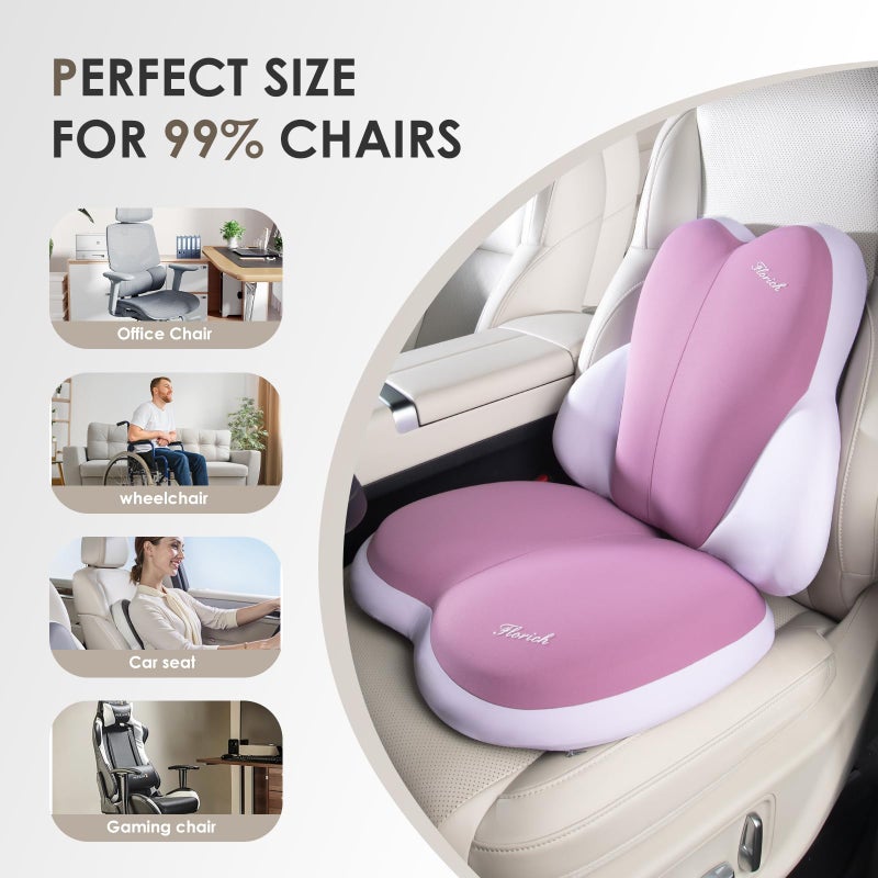 FLORICH Car Seat Cushion and Back Support for Car Ultrathick Memory Foam Office Chair Cushions with Lumbar Support Pillow for Sciatica & Back & Tailbone Pain Relief (Purple) - Image 3