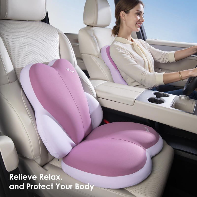 FLORICH Car Seat Cushion and Back Support for Car Ultrathick Memory Foam Office Chair Cushions with Lumbar Support Pillow for Sciatica & Back & Tailbone Pain Relief (Purple) - Image 5