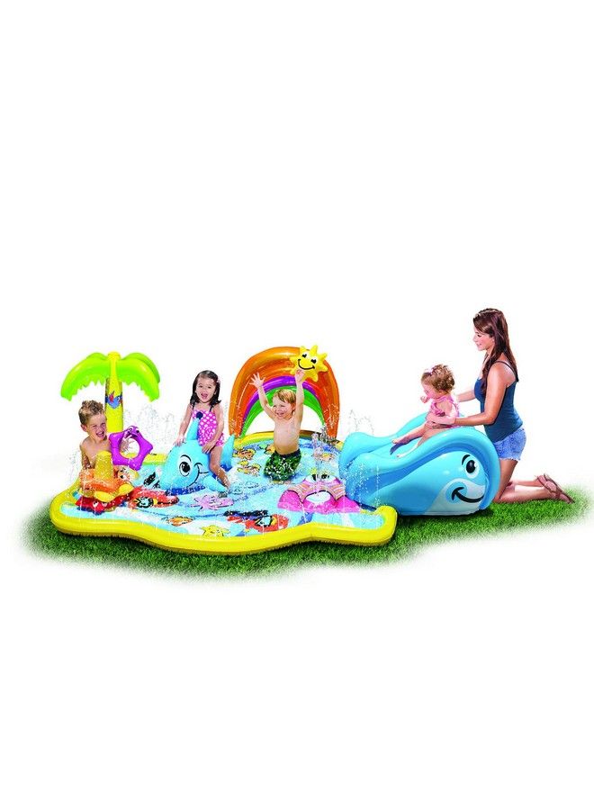 Banzai Splish Splash Water Park Jr Length: 90 In Width: 52 In Height: 24 In Junior Inflatable Outdoor Backyard Water Splash Toy - Image 3