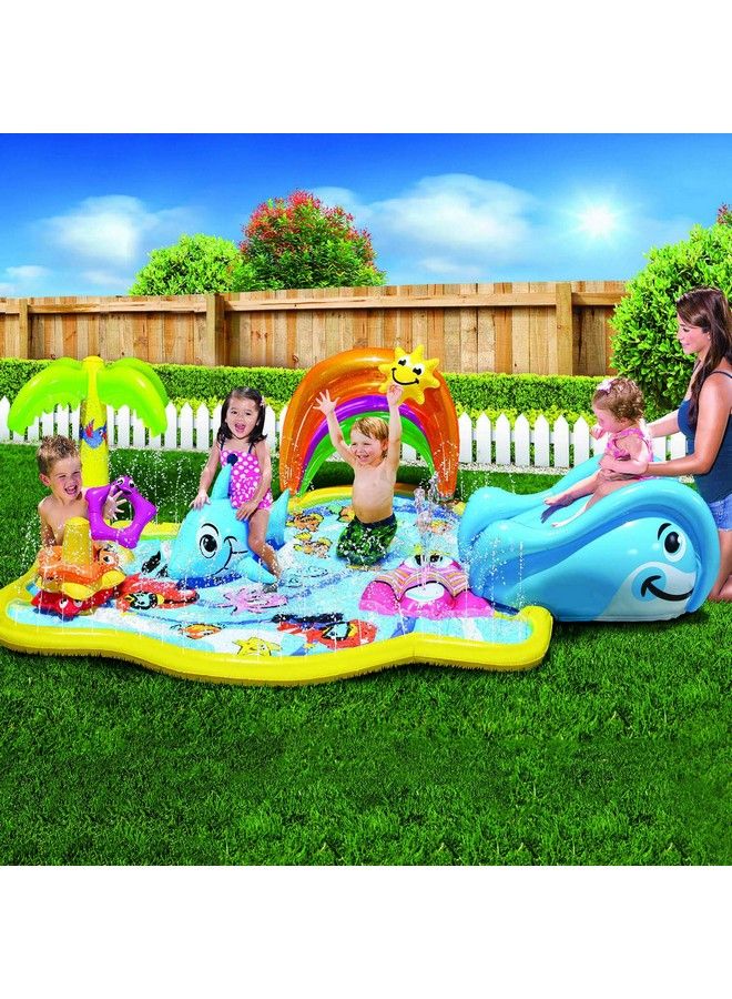 Banzai Splish Splash Water Park Jr Length: 90 In Width: 52 In Height: 24 In Junior Inflatable Outdoor Backyard Water Splash Toy - Image 4