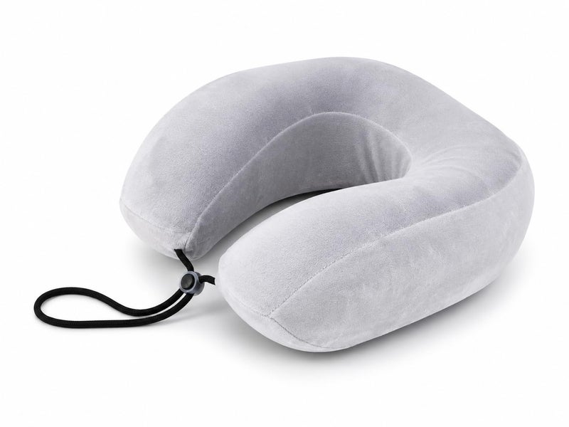 Travel Neck Pillow, Memory Foam Neck Pillow, U-Shaped Ergonomic Pillow with Removable Washable Soft Plush Cover for Airplane, Car, Train, Office (Grey) - Image 3