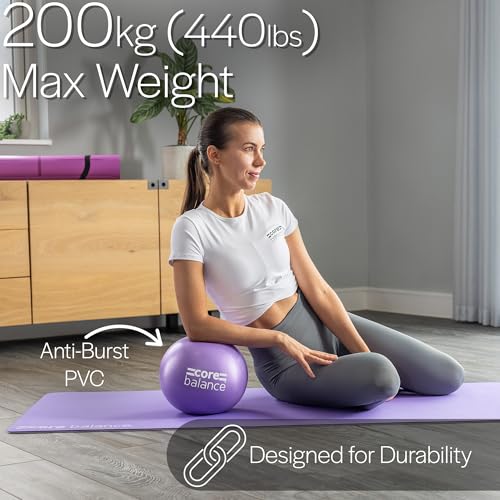 CORE BALANCE Soft Pilates Ball 23cm / 9 Inch, Small Anti Burst, Yoga Exercise Fitness Physiotherapy Physical Training, Inflatable Straw for Easy Inflation, 200kg Weight Capacity - Image 3
