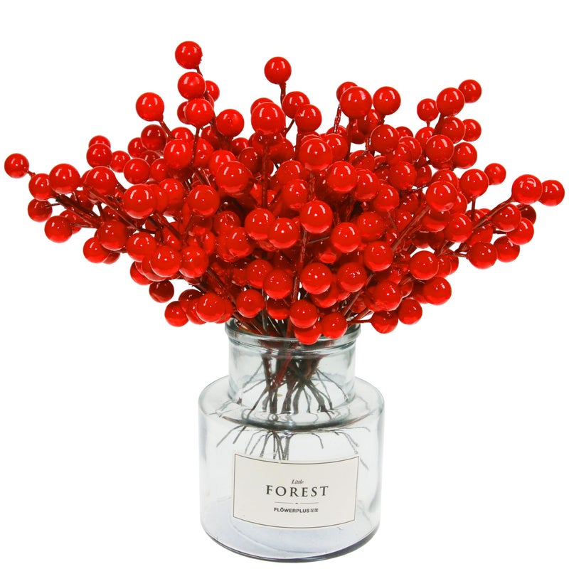 Tinsow Artificial Red Berry Stems Christmas Holly Berry Branches Red Berry Picks for Holiday Home Decor and Crafts Red 30