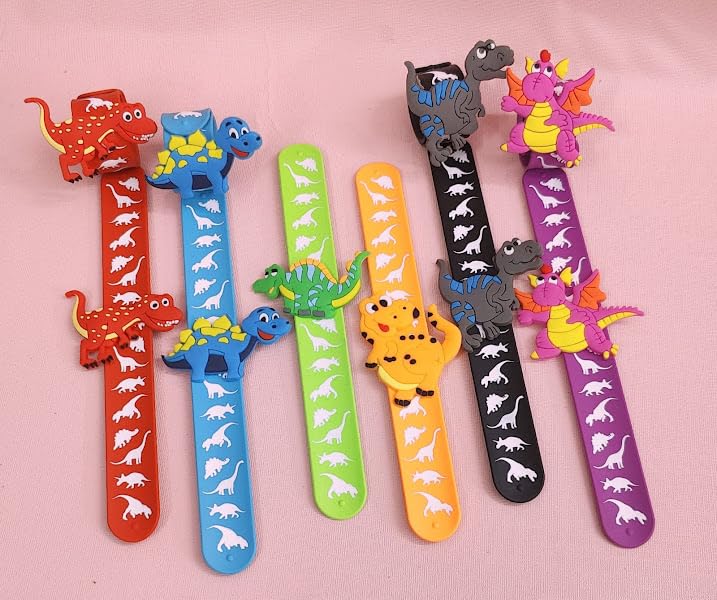 Dinosaur Slap Bracelet For Kids Cartoon Slap Band For Boys Kids Dinosaur Hand Wrist Band For Kids Birthday Gifts Party For Kids
