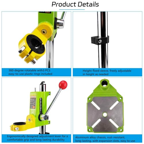 AeKeatDa Floor Drill Press Stand for Hand Drill, 90 Degree Rotating Adjustable Universal Bench Clamp Drill Holder Drill Press Adapter Workbench Repair Tool for Benchtop Repair - Image 4