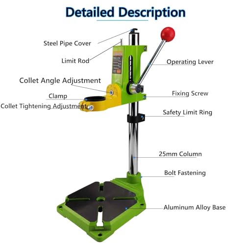 AeKeatDa Floor Drill Press Stand for Hand Drill, 90 Degree Rotating Adjustable Universal Bench Clamp Drill Holder Drill Press Adapter Workbench Repair Tool for Benchtop Repair - Image 3