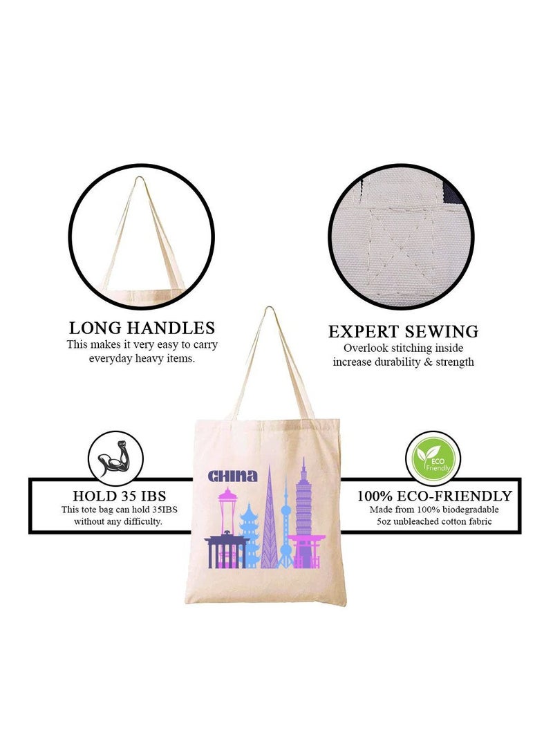 PRINTSHOP4ME Chinese New Year Cotton Bag-Eco-Friendly Canvas Cotton Tote Bag With Printed For Women-Reusable Bag,Party Gift Idea,Cotton Gift Bag-Perfect For School,Office And Travel - Image 4