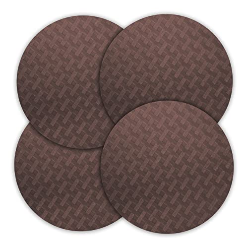 ElastPro Ethylene Vinyl Acetate Round Placemat Set of 6 Heat-Resistant Place Mats Stain Resistant Washable, Dining Table (Diagonal Pattern, Coffee Brown) - Image 1