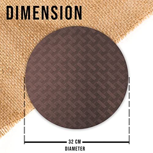 ElastPro Ethylene Vinyl Acetate Round Placemat Set of 6 Heat-Resistant Place Mats Stain Resistant Washable, Dining Table (Diagonal Pattern, Coffee Brown) - Image 2